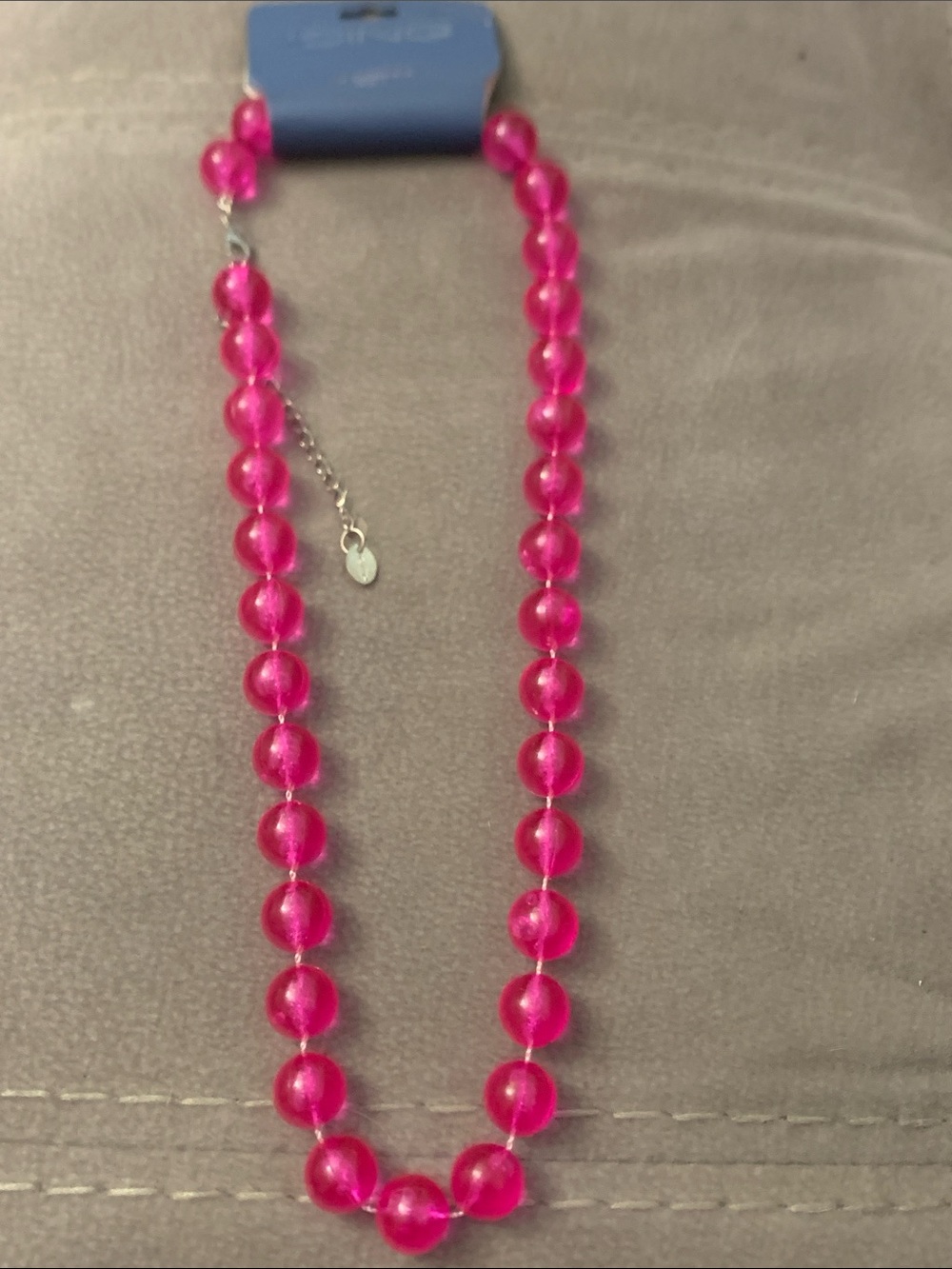 Icing Hot Pink Beaded Necklace with Silver Chain Accents